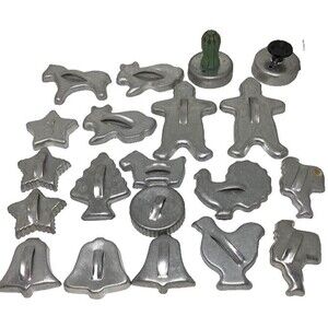 Metal Cookie Cutters Assorted Scottie Gingerbread Man Horse Bunny Santa Vtg Lot